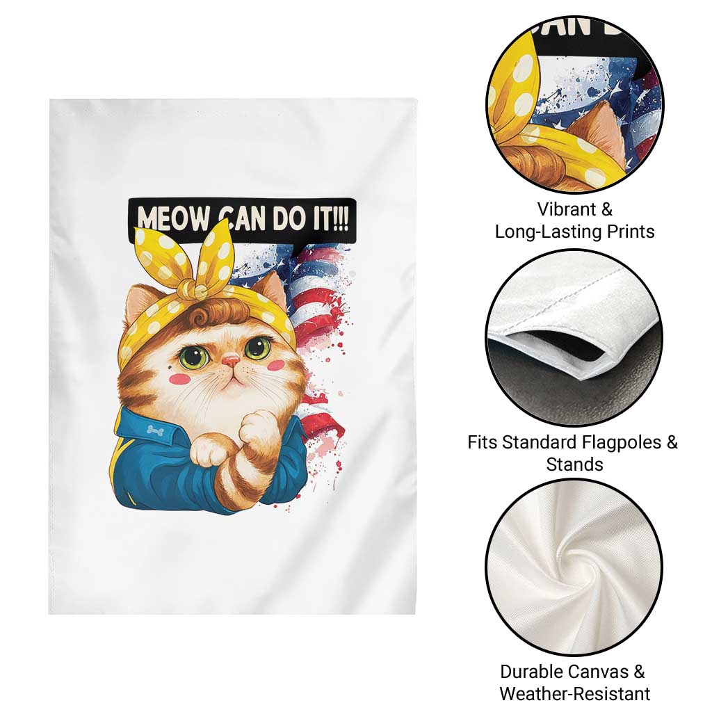 Meow Can Do It Garden Flag Funny Feminist Cat Lover Gift - Wonder Print Shop