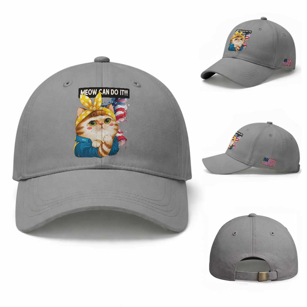 Meow Can Do It Baseball Cap Funny Feminist Cat Lover Gift