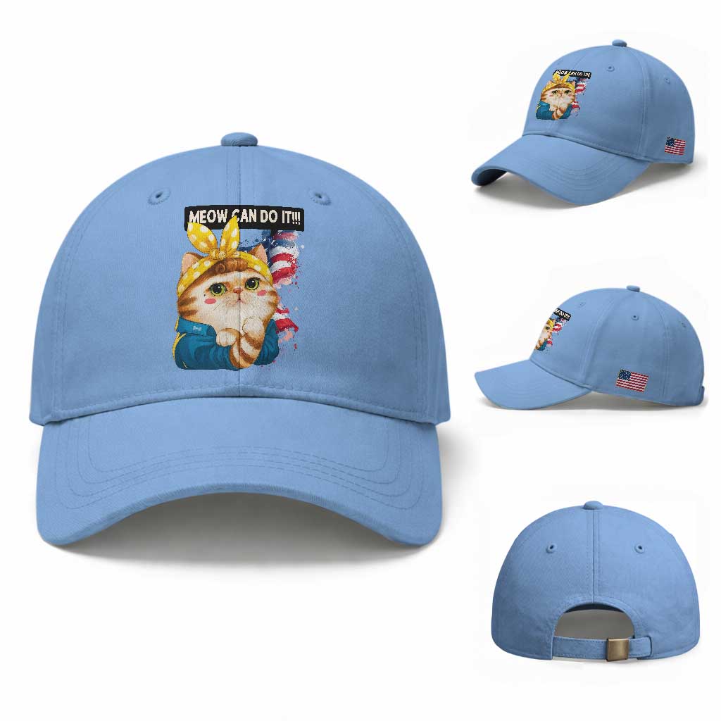 Meow Can Do It Baseball Cap Funny Feminist Cat Lover Gift