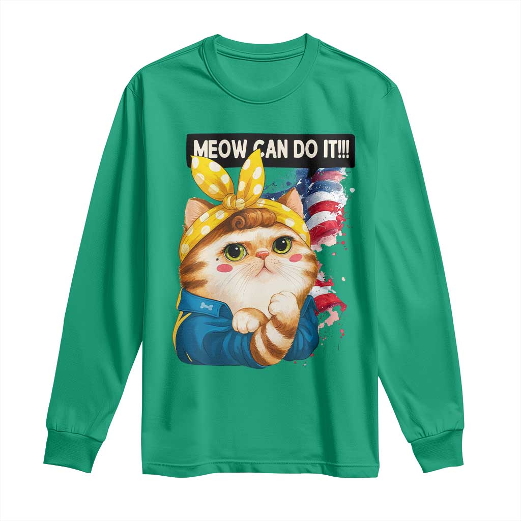 Meow Can Do It Long Sleeve Shirt Funny Feminist Cat Lover Gift - Wonder Print Shop
