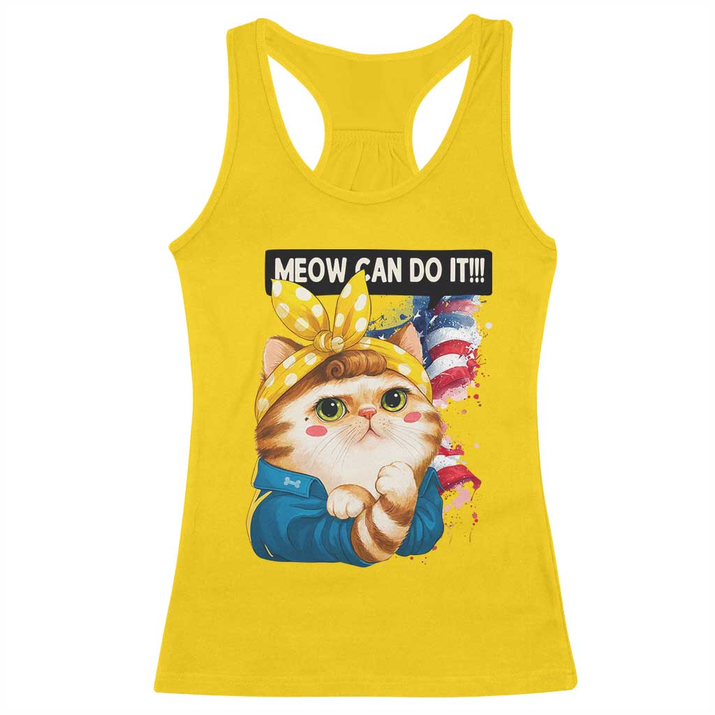 Meow Can Do It Racerback Tank Top Funny Feminist Cat Lover Gift - Wonder Print Shop
