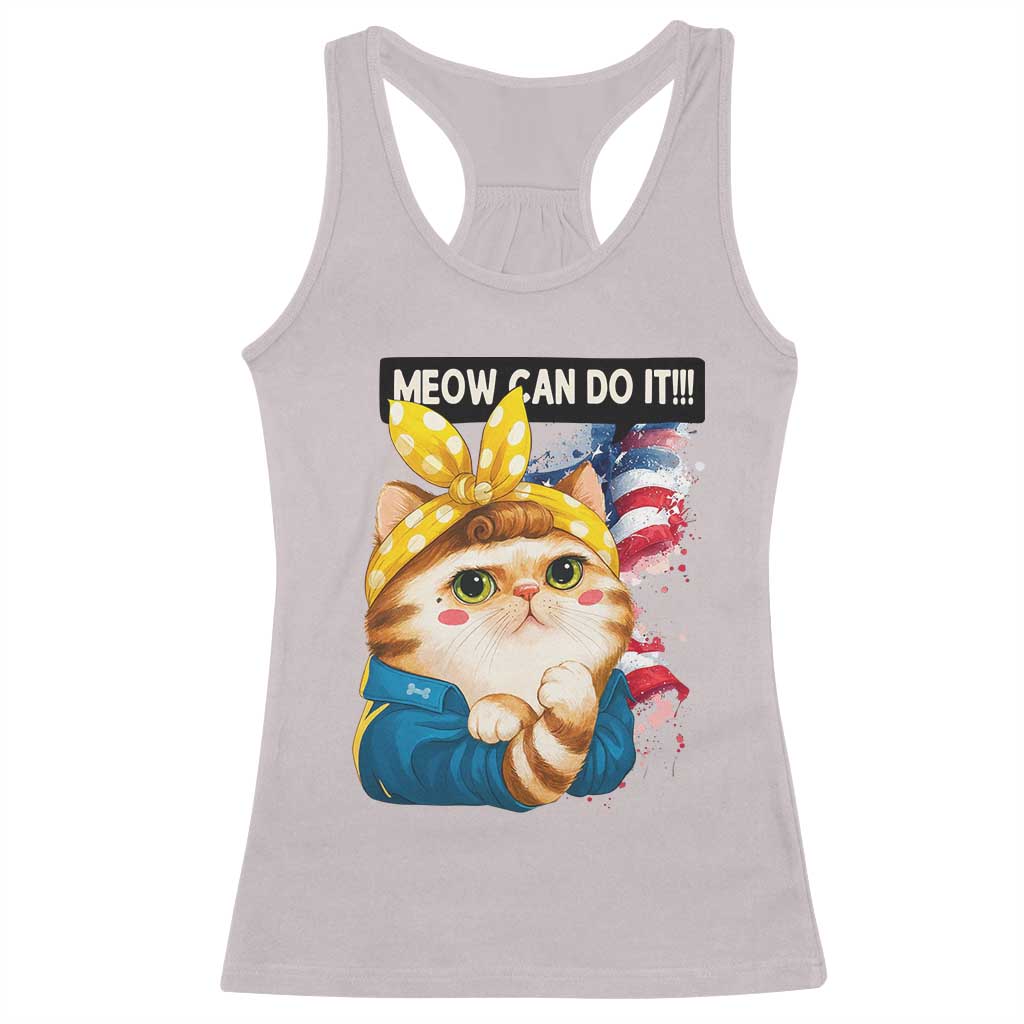 Meow Can Do It Racerback Tank Top Funny Feminist Cat Lover Gift - Wonder Print Shop