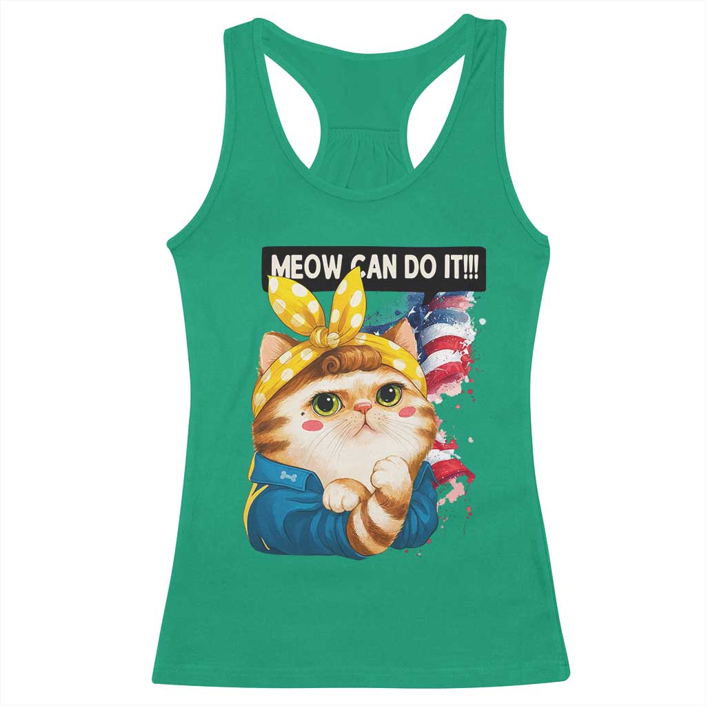 Meow Can Do It Racerback Tank Top Funny Feminist Cat Lover Gift - Wonder Print Shop