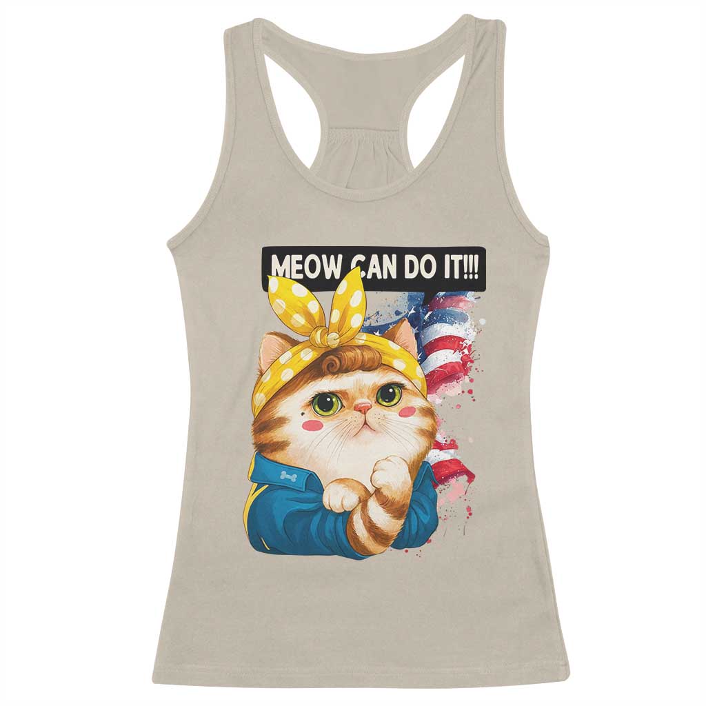 Meow Can Do It Racerback Tank Top Funny Feminist Cat Lover Gift - Wonder Print Shop