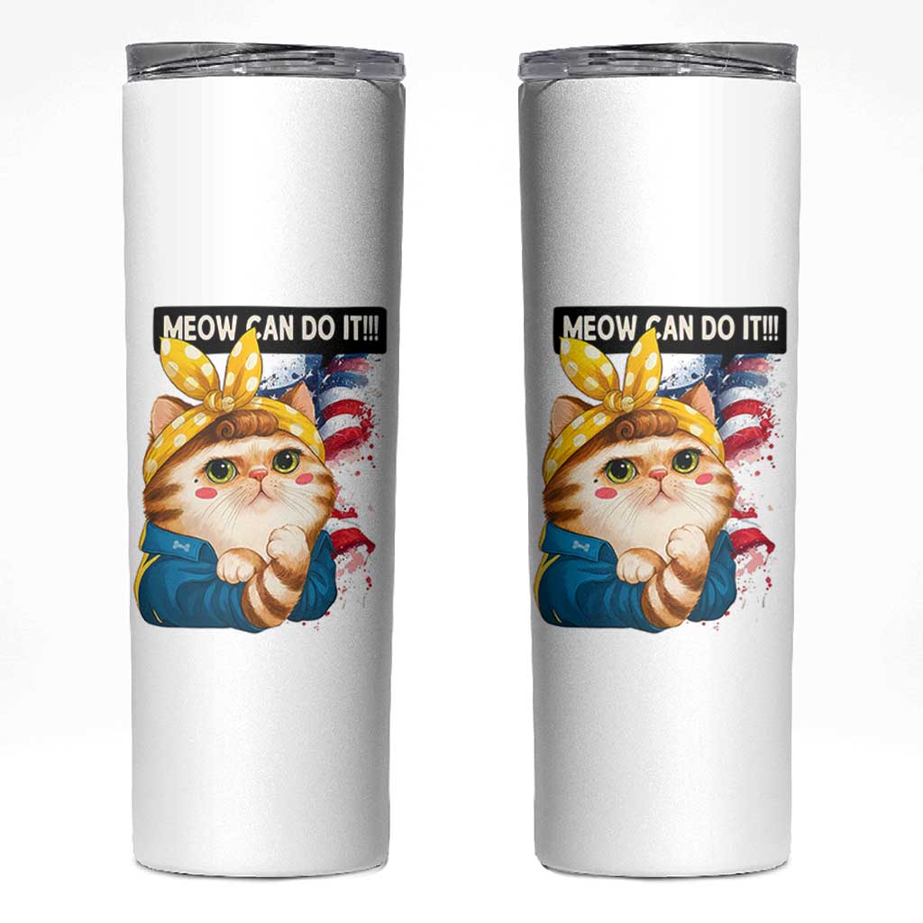 Meow Can Do It Skinny Tumbler Funny Feminist Cat Lover Gift