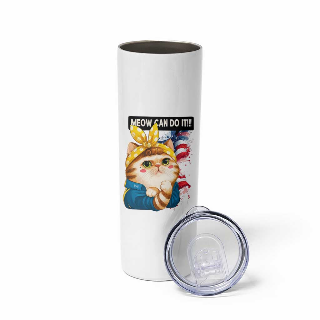 Meow Can Do It Skinny Tumbler Funny Feminist Cat Lover Gift
