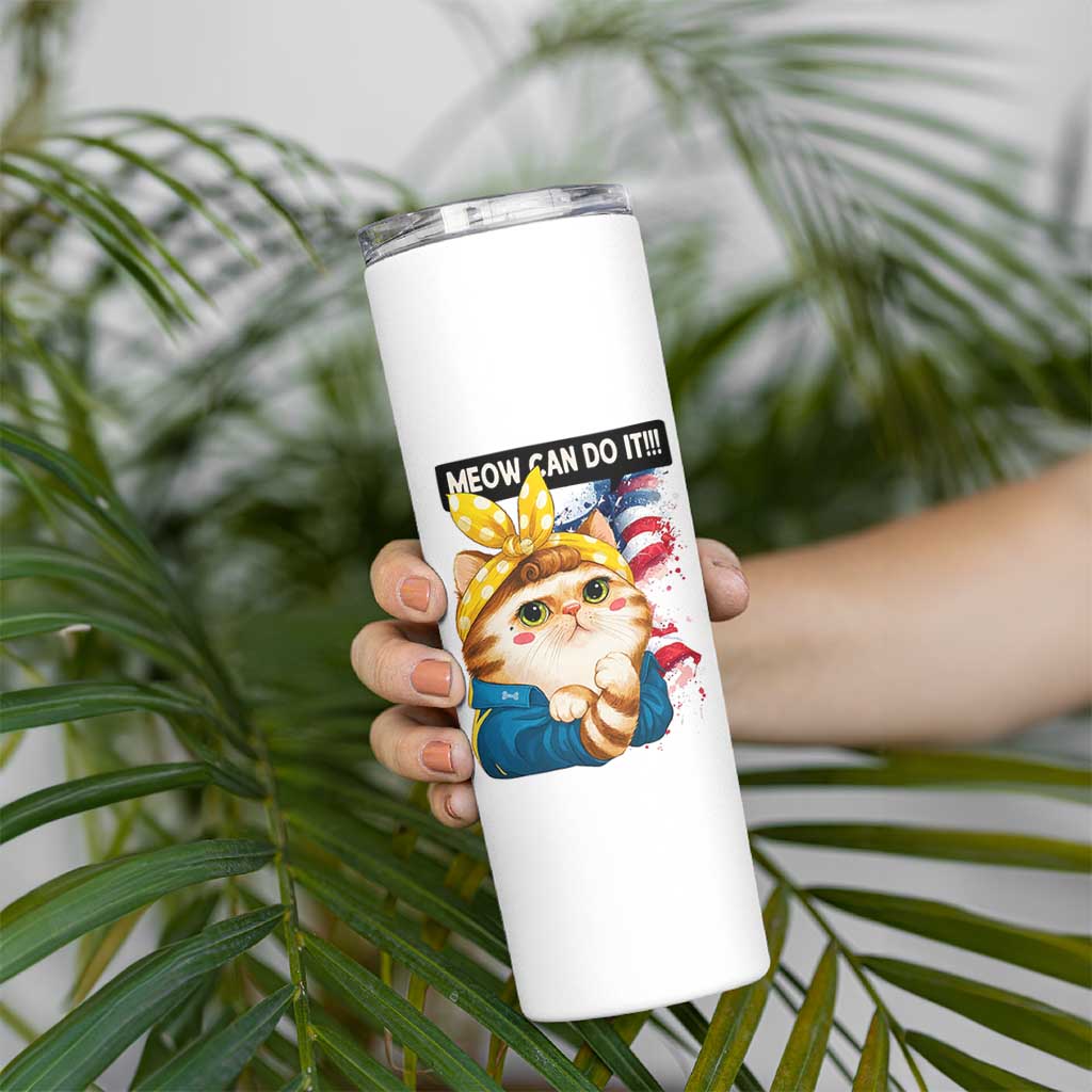 Meow Can Do It Skinny Tumbler Funny Feminist Cat Lover Gift
