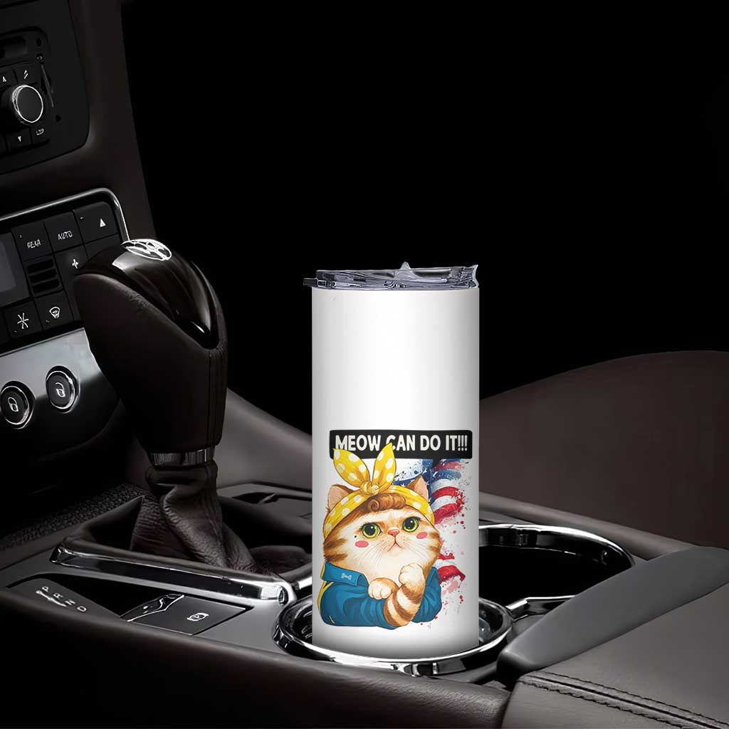 Meow Can Do It Skinny Tumbler Funny Feminist Cat Lover Gift