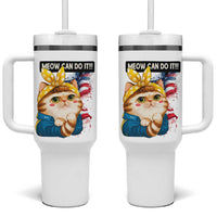 Meow Can Do It Tumbler With Handle Funny Feminist Cat Lover Gift