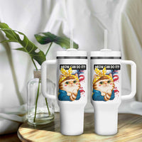 Meow Can Do It Tumbler With Handle Funny Feminist Cat Lover Gift