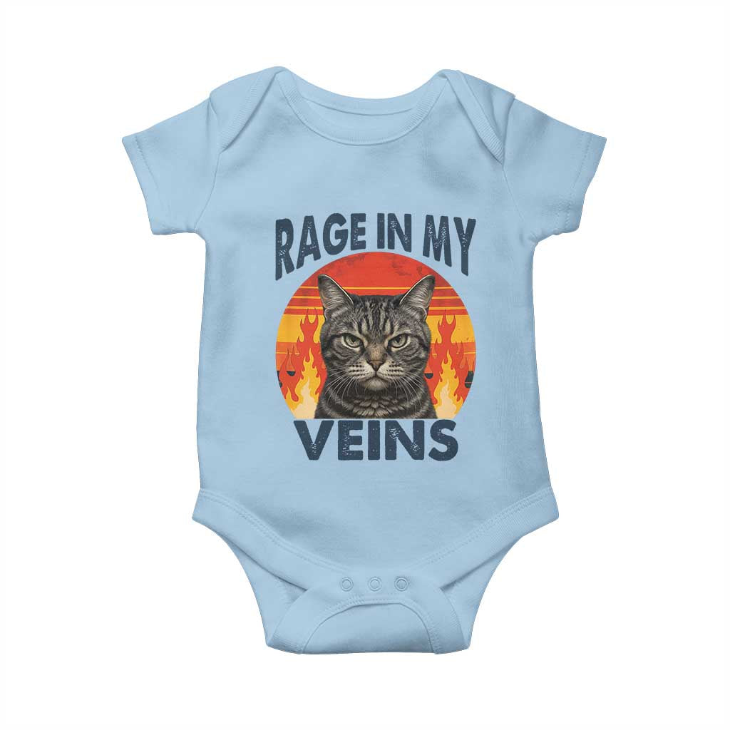 Cat Meme Baby Onesie Funny Rage In My Veins Sarcastic Animal Humor - Wonder Print Shop