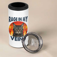 Cat Meme 4 in 1 Can Cooler Tumbler Funny Rage In My Veins Sarcastic Animal Humor