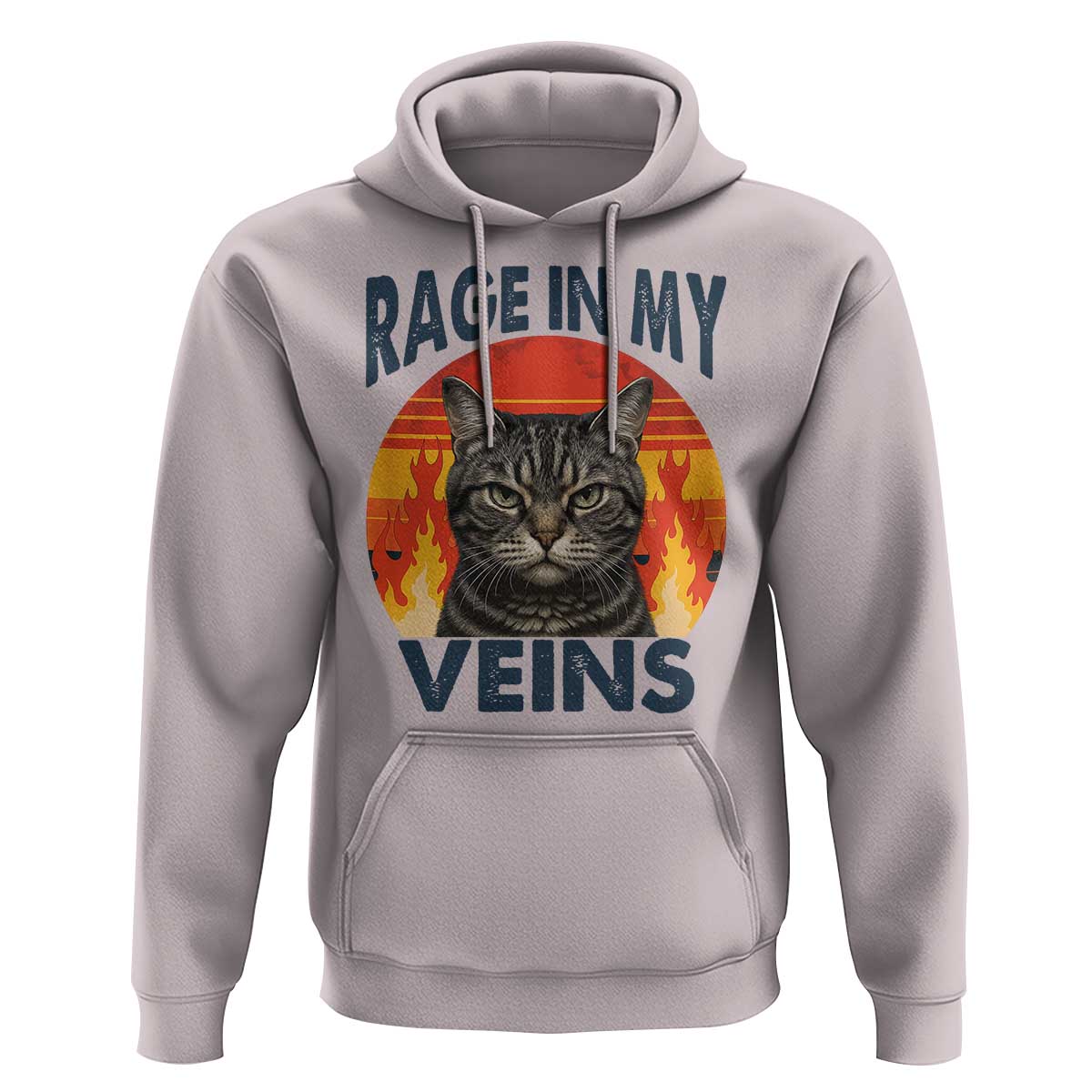 Cat Meme Hoodie Funny Rage In My Veins Sarcastic Animal Humor - Wonder Print Shop
