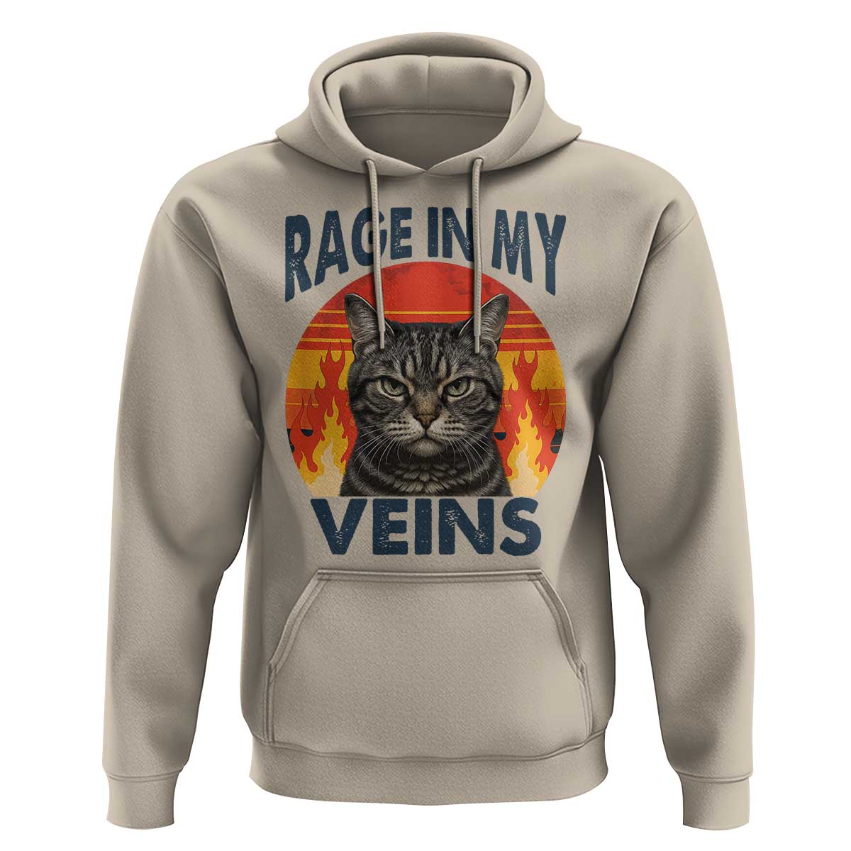 Cat Meme Hoodie Funny Rage In My Veins Sarcastic Animal Humor - Wonder Print Shop