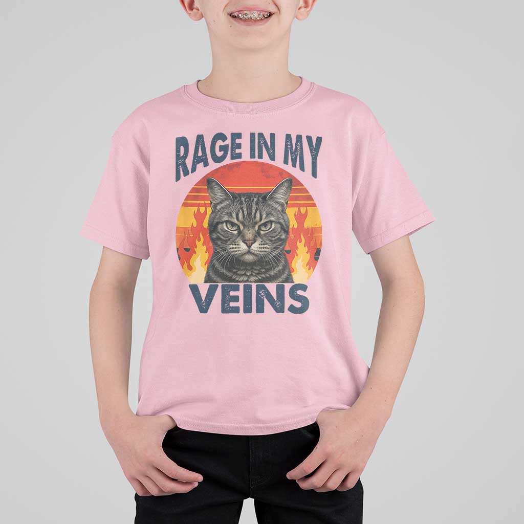 Cat Meme T Shirt For Kid Funny Rage In My Veins Sarcastic Animal Humor - Wonder Print Shop