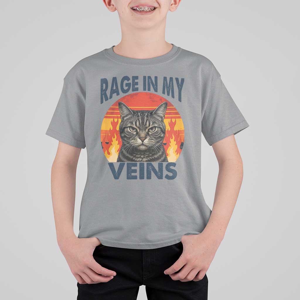 Cat Meme T Shirt For Kid Funny Rage In My Veins Sarcastic Animal Humor - Wonder Print Shop