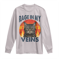 Cat Meme Long Sleeve Shirt Funny Rage In My Veins Sarcastic Animal Humor - Wonder Print Shop