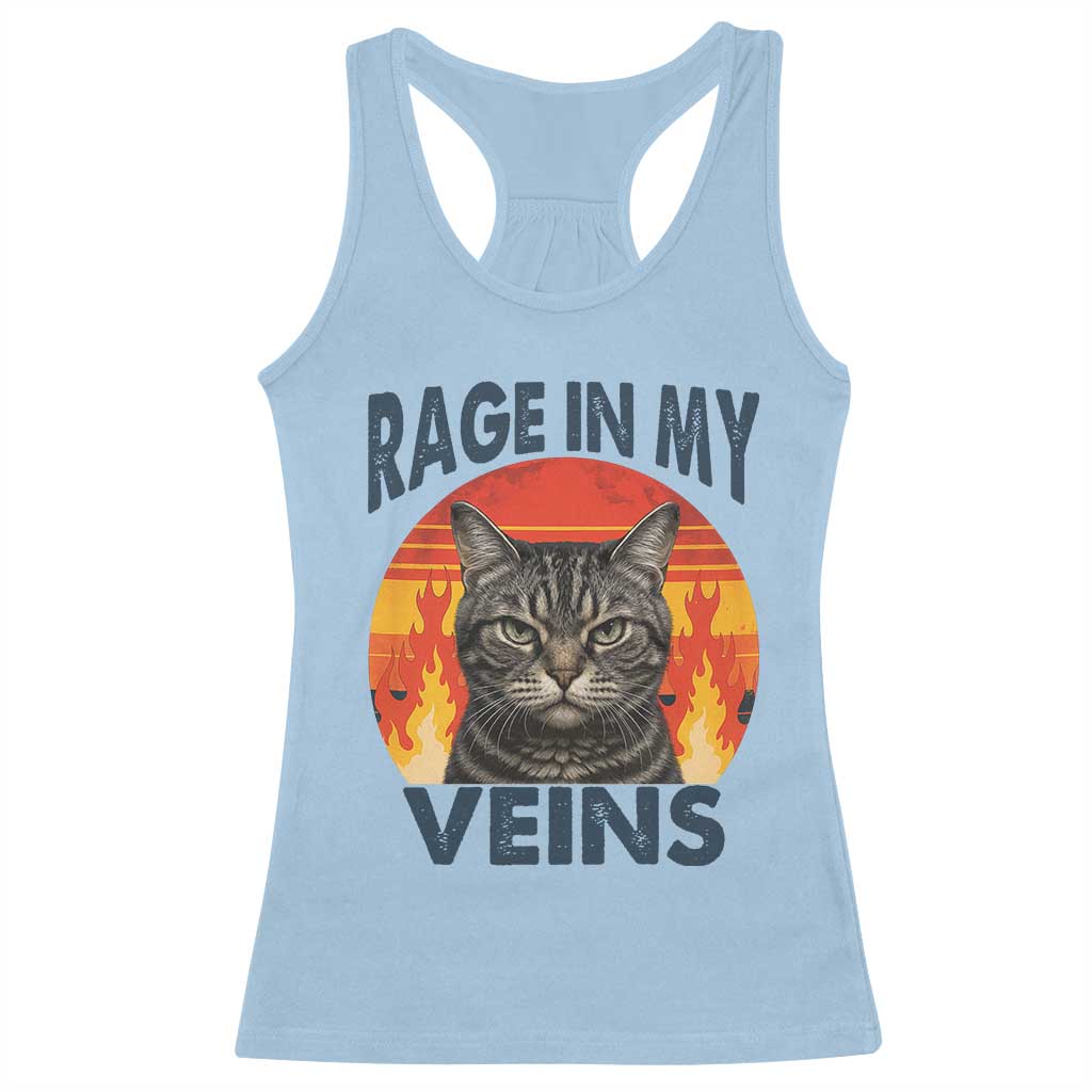 Cat Meme Racerback Tank Top Funny Rage In My Veins Sarcastic Animal Humor - Wonder Print Shop