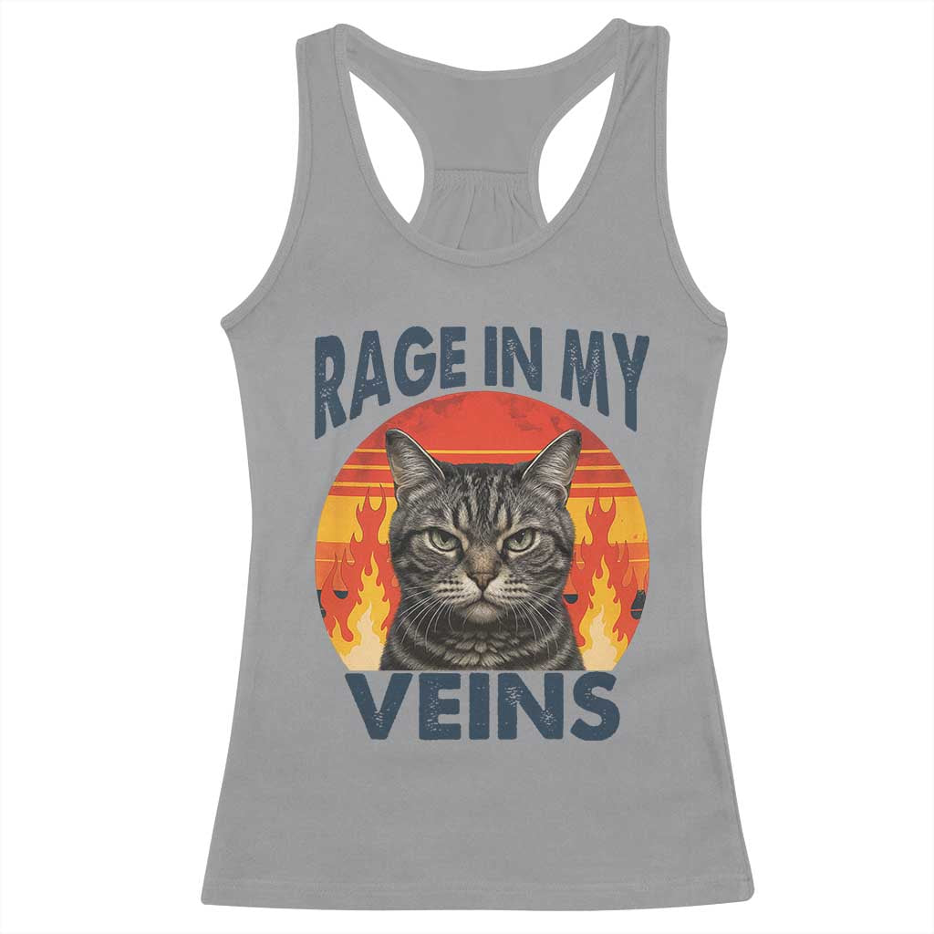 Cat Meme Racerback Tank Top Funny Rage In My Veins Sarcastic Animal Humor - Wonder Print Shop