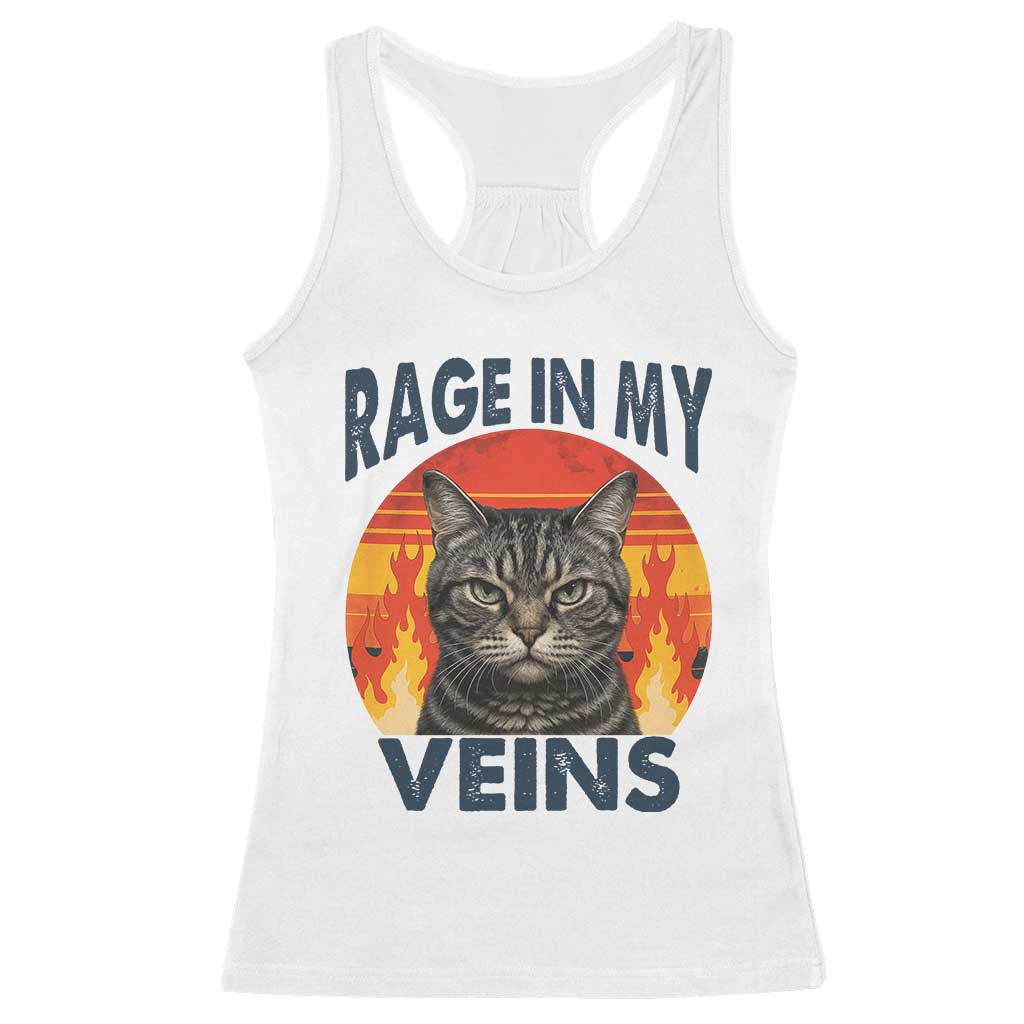 Cat Meme Racerback Tank Top Funny Rage In My Veins Sarcastic Animal Humor - Wonder Print Shop