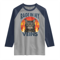 Cat Meme Raglan Shirt Funny Rage In My Veins Sarcastic Animal Humor - Wonder Print Shop