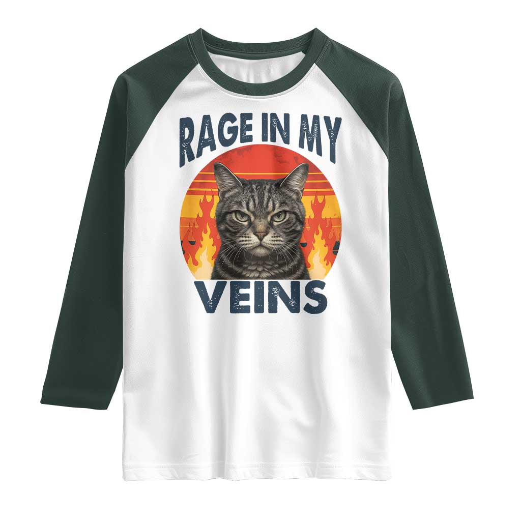 Cat Meme Raglan Shirt Funny Rage In My Veins Sarcastic Animal Humor - Wonder Print Shop