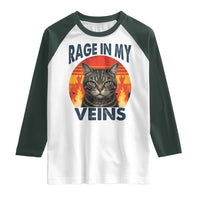 Cat Meme Raglan Shirt Funny Rage In My Veins Sarcastic Animal Humor - Wonder Print Shop