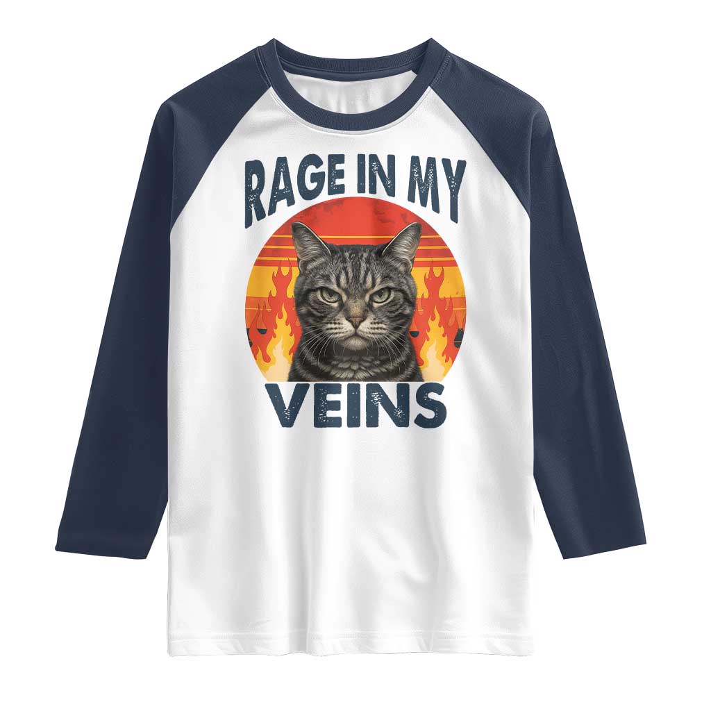 Cat Meme Raglan Shirt Funny Rage In My Veins Sarcastic Animal Humor - Wonder Print Shop