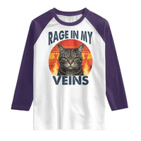 Cat Meme Raglan Shirt Funny Rage In My Veins Sarcastic Animal Humor - Wonder Print Shop