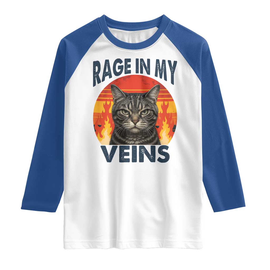 Cat Meme Raglan Shirt Funny Rage In My Veins Sarcastic Animal Humor - Wonder Print Shop