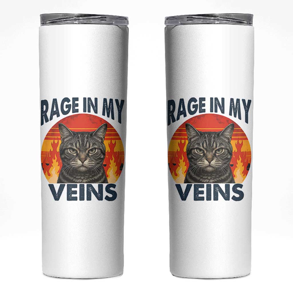Cat Meme Skinny Tumbler Funny Rage In My Veins Sarcastic Animal Humor
