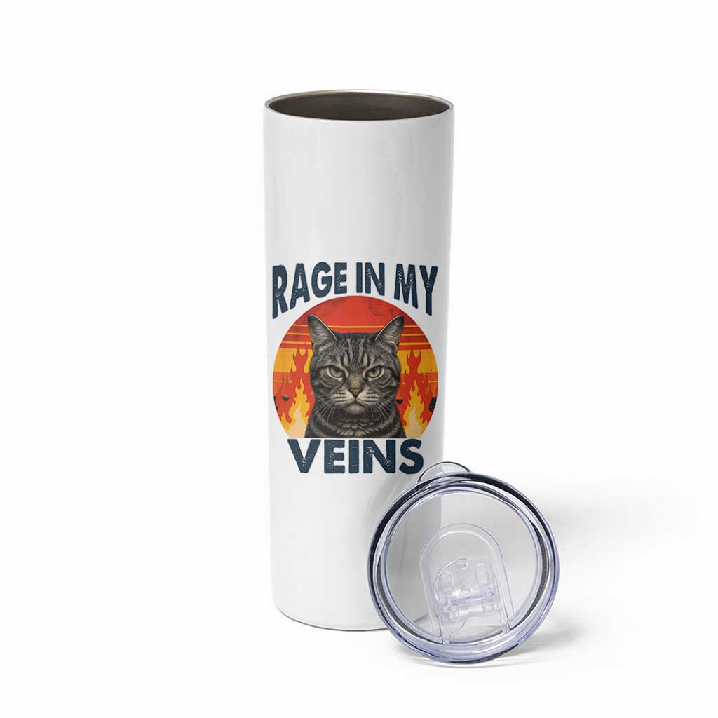 Cat Meme Skinny Tumbler Funny Rage In My Veins Sarcastic Animal Humor