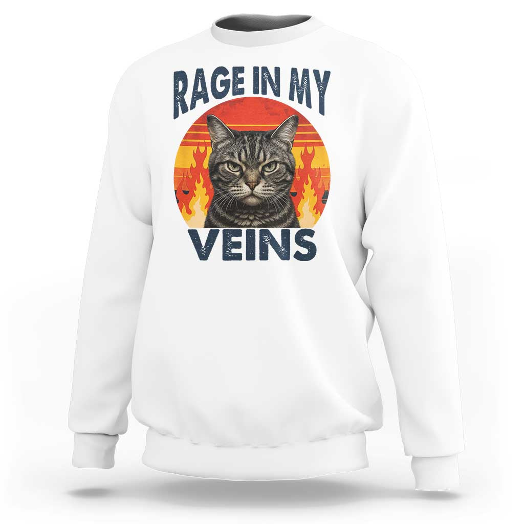 Cat Meme Sweatshirt Funny Rage In My Veins Sarcastic Animal Humor - Wonder Print Shop