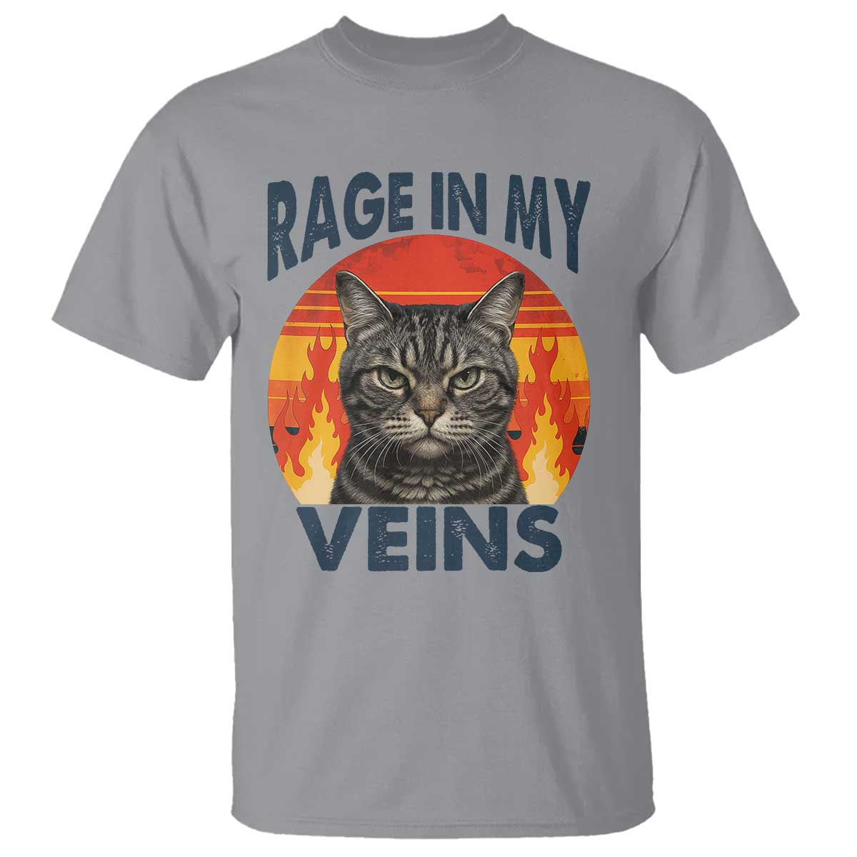 Cat Meme T Shirt Funny Rage In My Veins Sarcastic Animal Humor - Wonder Print Shop