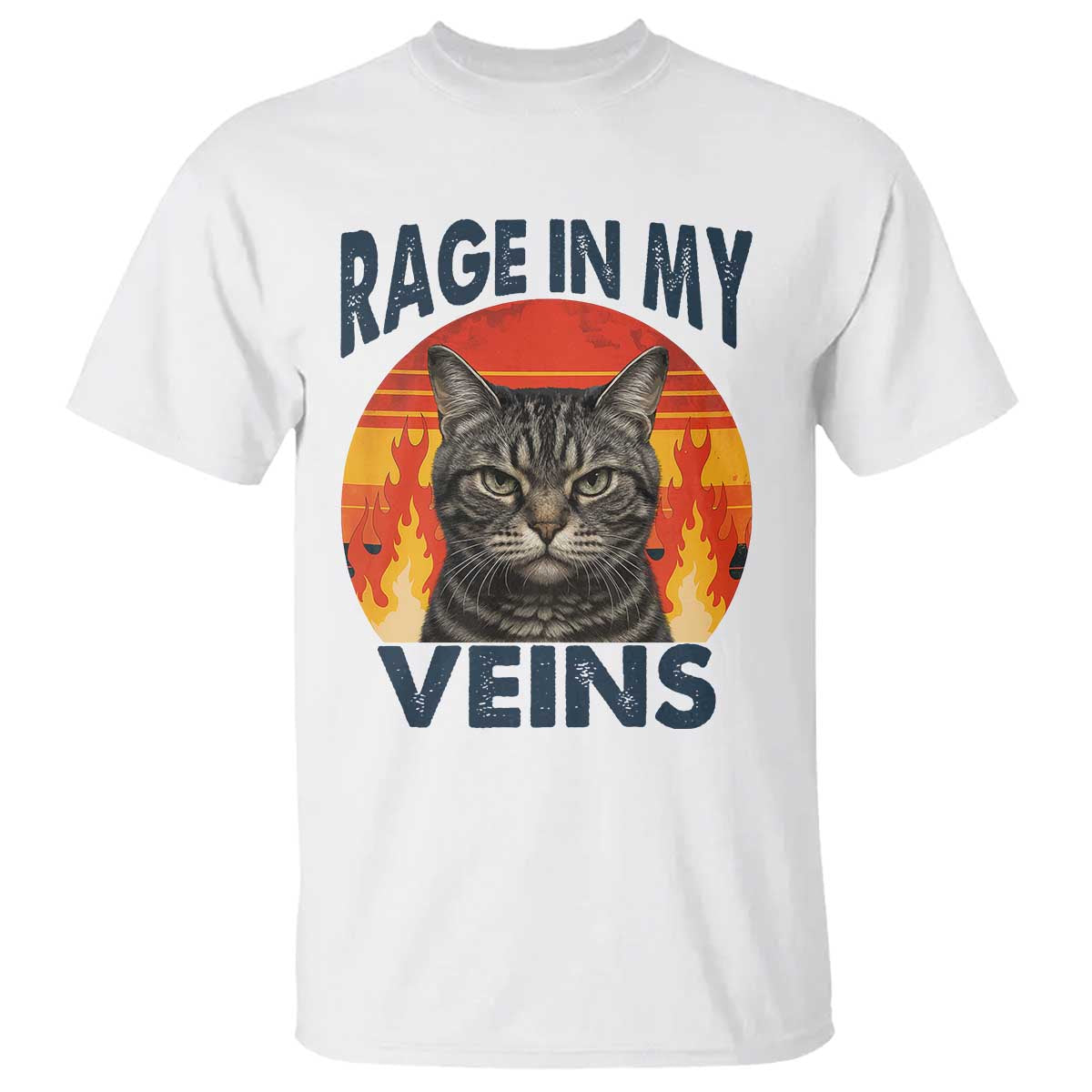 Cat Meme T Shirt Funny Rage In My Veins Sarcastic Animal Humor - Wonder Print Shop