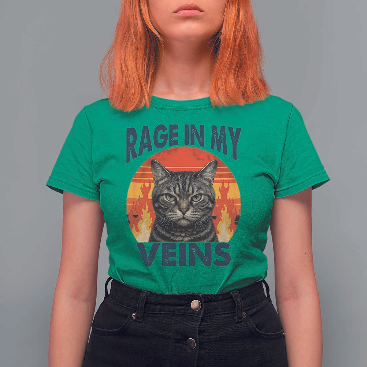Cat Meme T Shirt For Women Funny Rage In My Veins Sarcastic Animal Humor - Wonder Print Shop