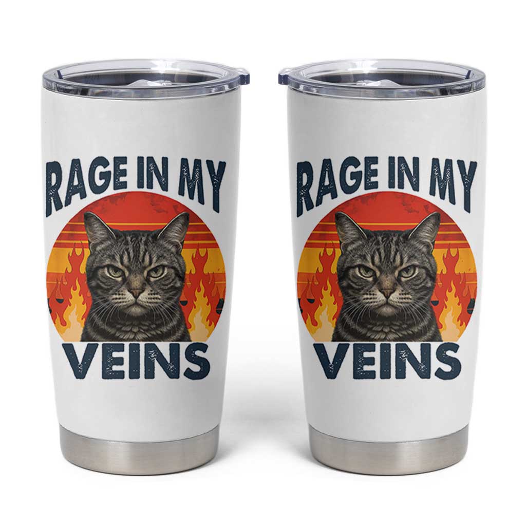 Cat Meme Tumbler Cup Funny Rage In My Veins Sarcastic Animal Humor