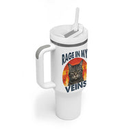 Cat Meme Tumbler With Handle Funny Rage In My Veins Sarcastic Animal Humor