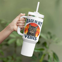 Cat Meme Tumbler With Handle Funny Rage In My Veins Sarcastic Animal Humor