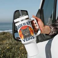Cat Meme Tumbler With Handle Funny Rage In My Veins Sarcastic Animal Humor