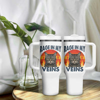 Cat Meme Tumbler With Handle Funny Rage In My Veins Sarcastic Animal Humor