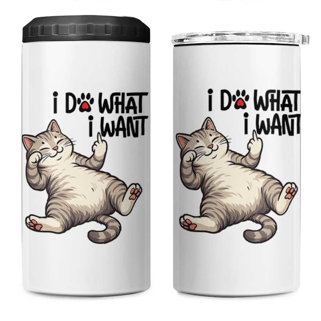 Cat Lover 4 in 1 Can Cooler Tumbler Funny I Do What I Want