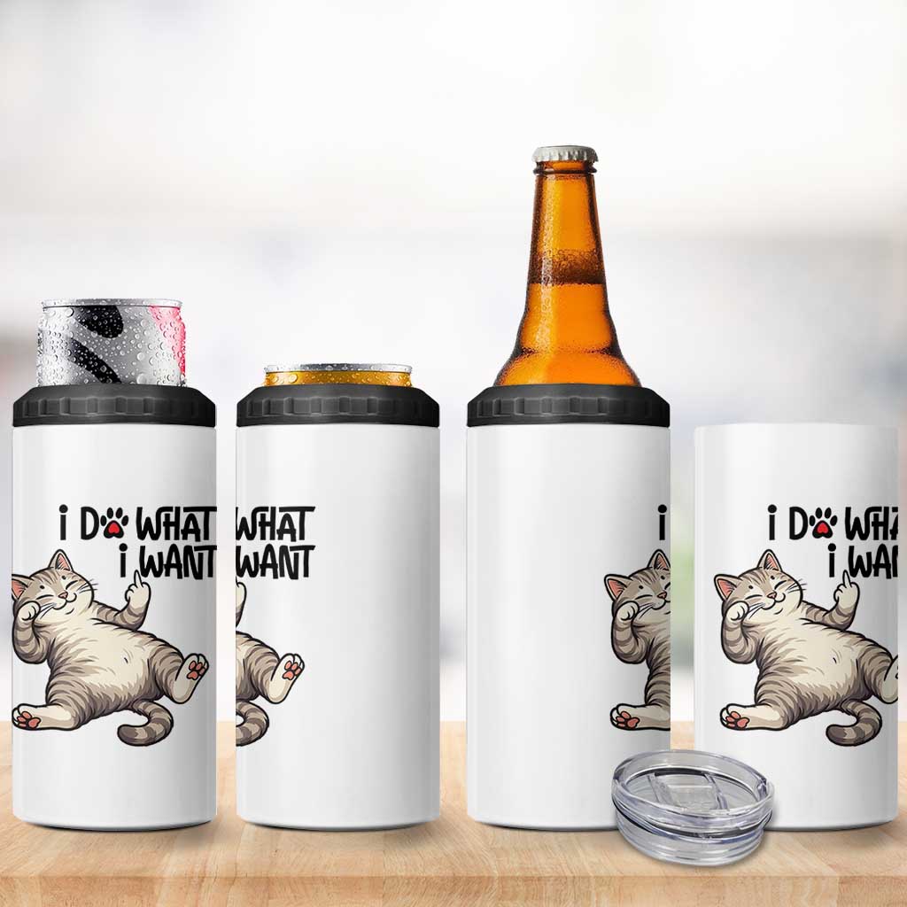 Cat Lover 4 in 1 Can Cooler Tumbler Funny I Do What I Want