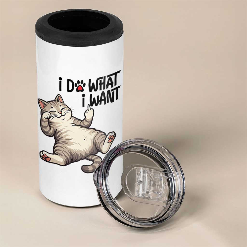 Cat Lover 4 in 1 Can Cooler Tumbler Funny I Do What I Want