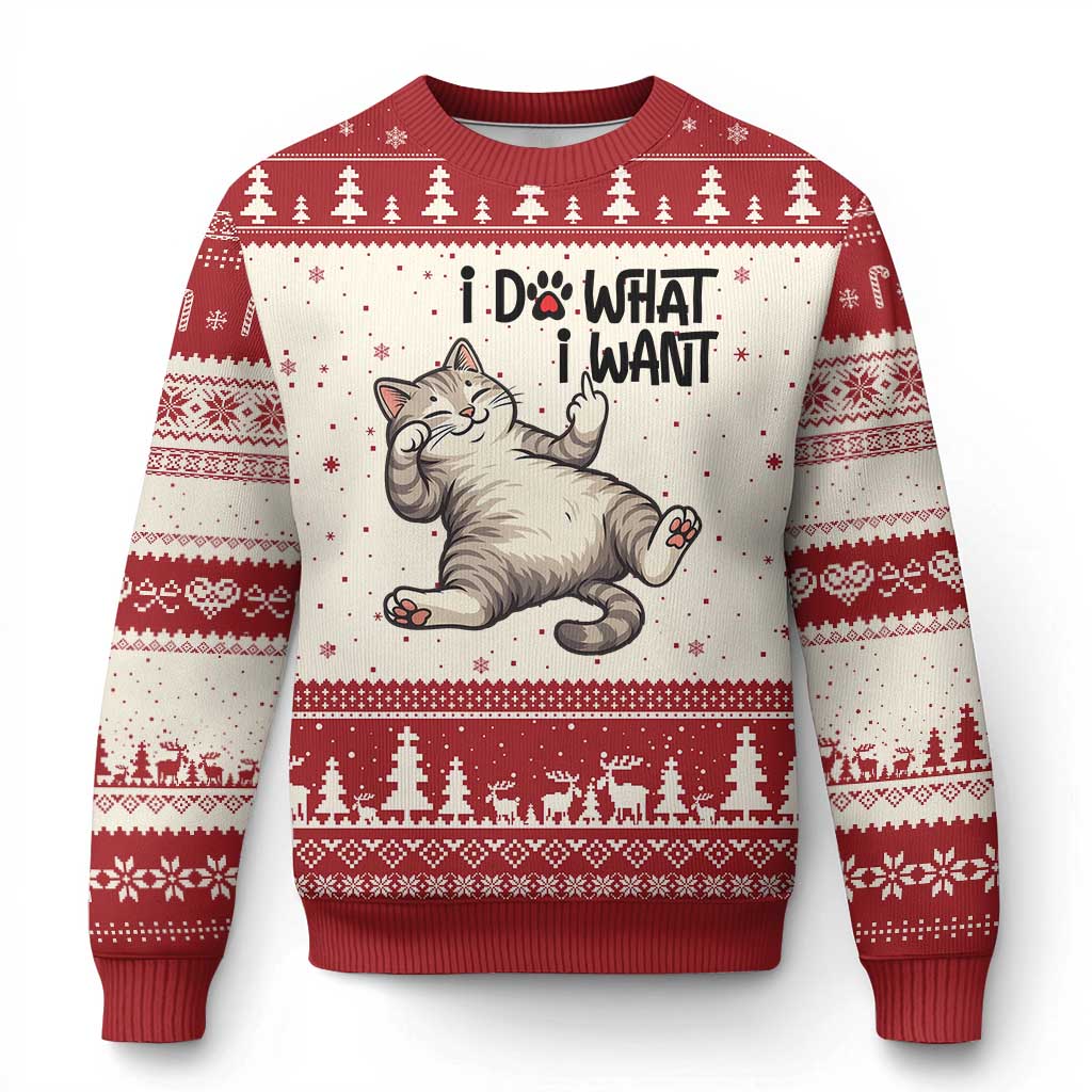 Cat Lover Ugly Christmas Sweater Funny I Do What I Want - Wonder Print Shop