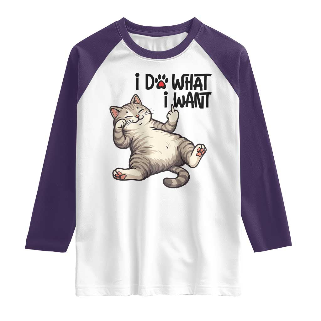 Cat Lover Raglan Shirt Funny I Do What I Want - Wonder Print Shop