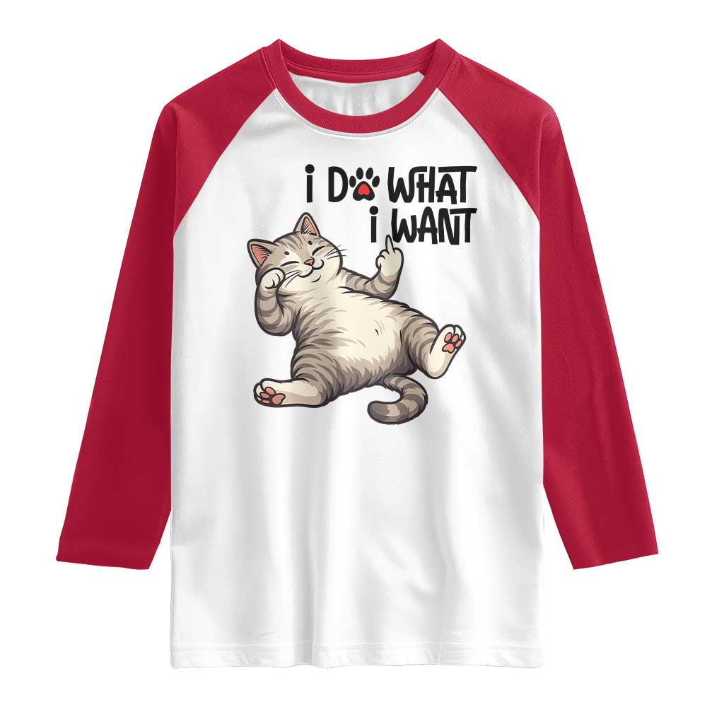 Cat Lover Raglan Shirt Funny I Do What I Want - Wonder Print Shop