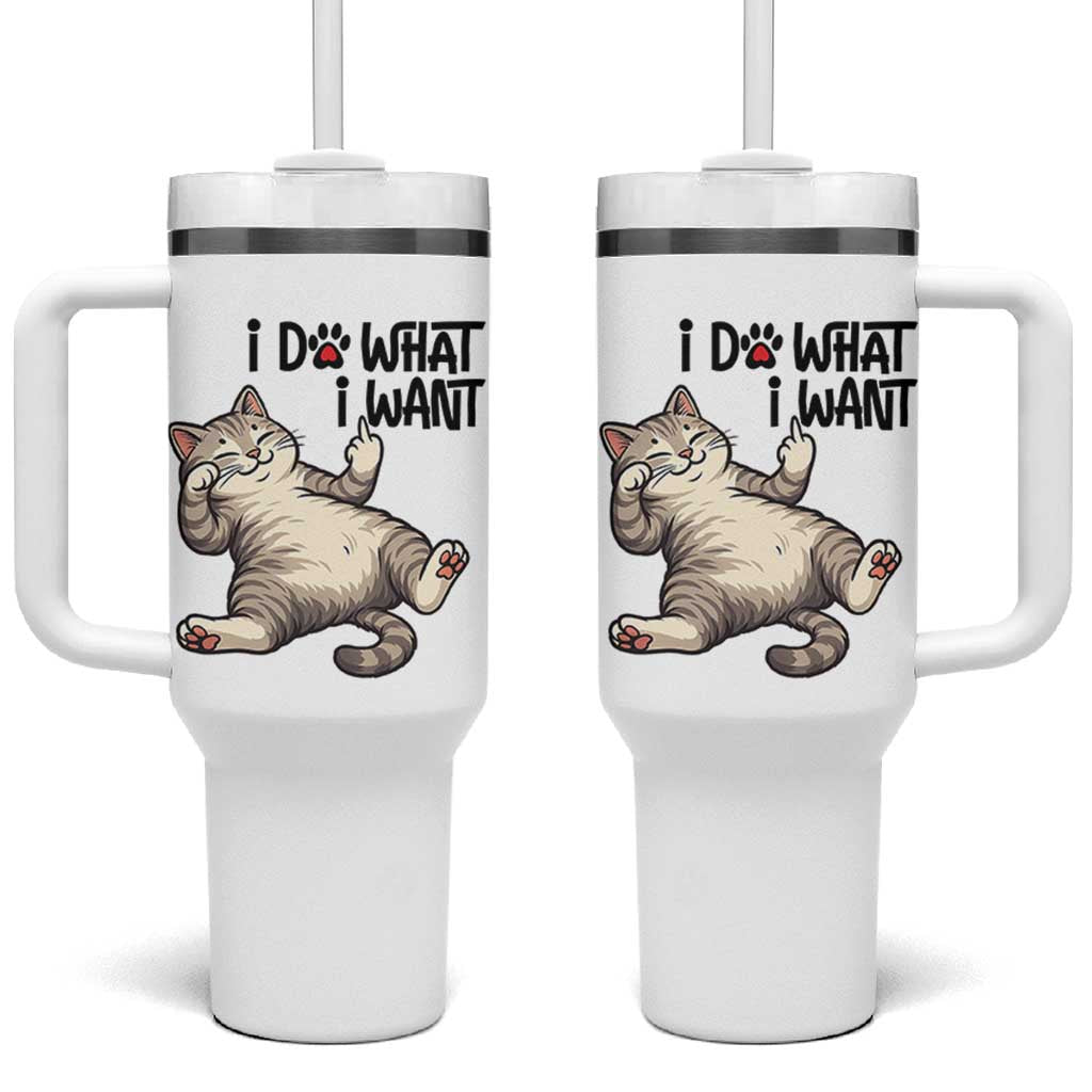 Cat Lover Tumbler With Handle Funny I Do What I Want