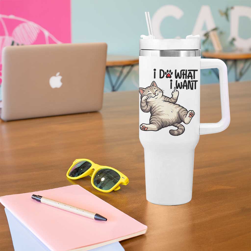 Cat Lover Tumbler With Handle Funny I Do What I Want