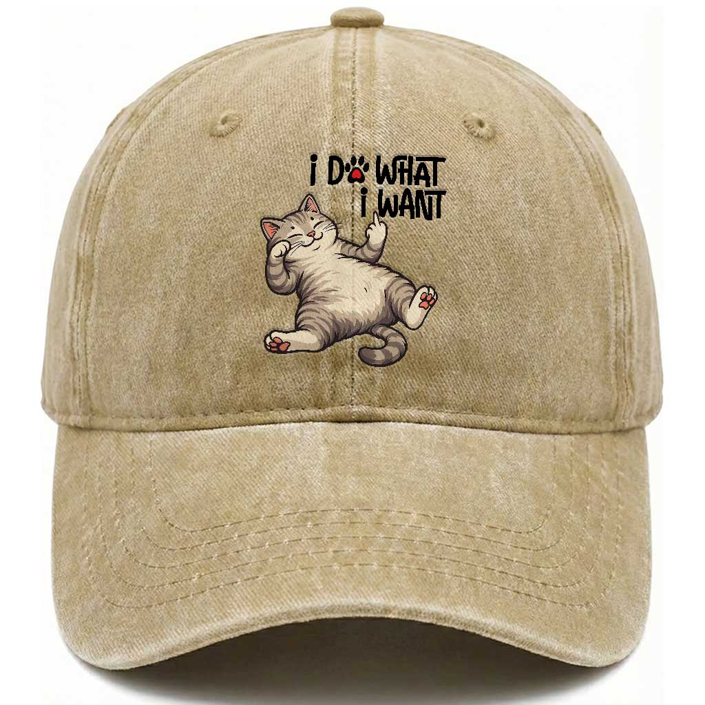 Cat Lover Washed Cotton Baseball Cap Funny I Do What I Want